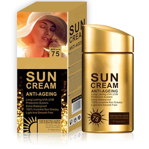 Anti Aging Sunscreen SPF 75 for Face and Body, Sun Screen Protector Walerproof, Non Greasy, Light and Smooth Feel Sunscreen Lotion Moisture Sun Cream, Beach Essentials for Women (SPF 75)