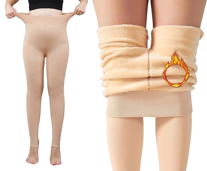 Winter Warm Leggings Thick Fleece Leggings for Women/Girl | Winter Wear Warm Fake Translucent Woolen Fur Stockings | Sheer Thermal Jegging Tights Size 28 to 32