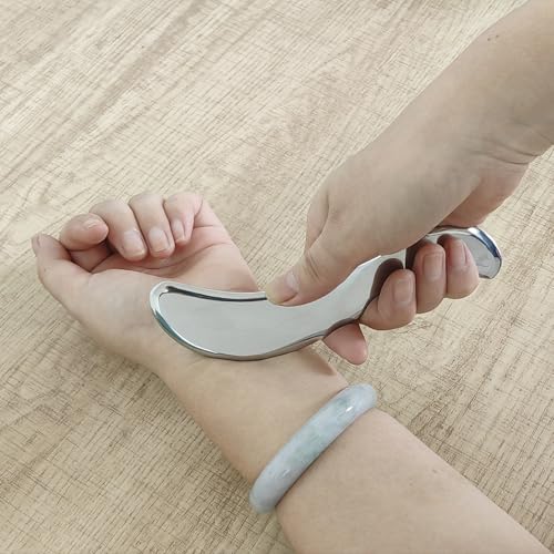 Image of BYYDDIY 6.3 inch Non-Magnetic 304Stainless Steel Gua Sha Tool & Muscle Scraper Tool & Gua Sha Facial Tools (S.S)