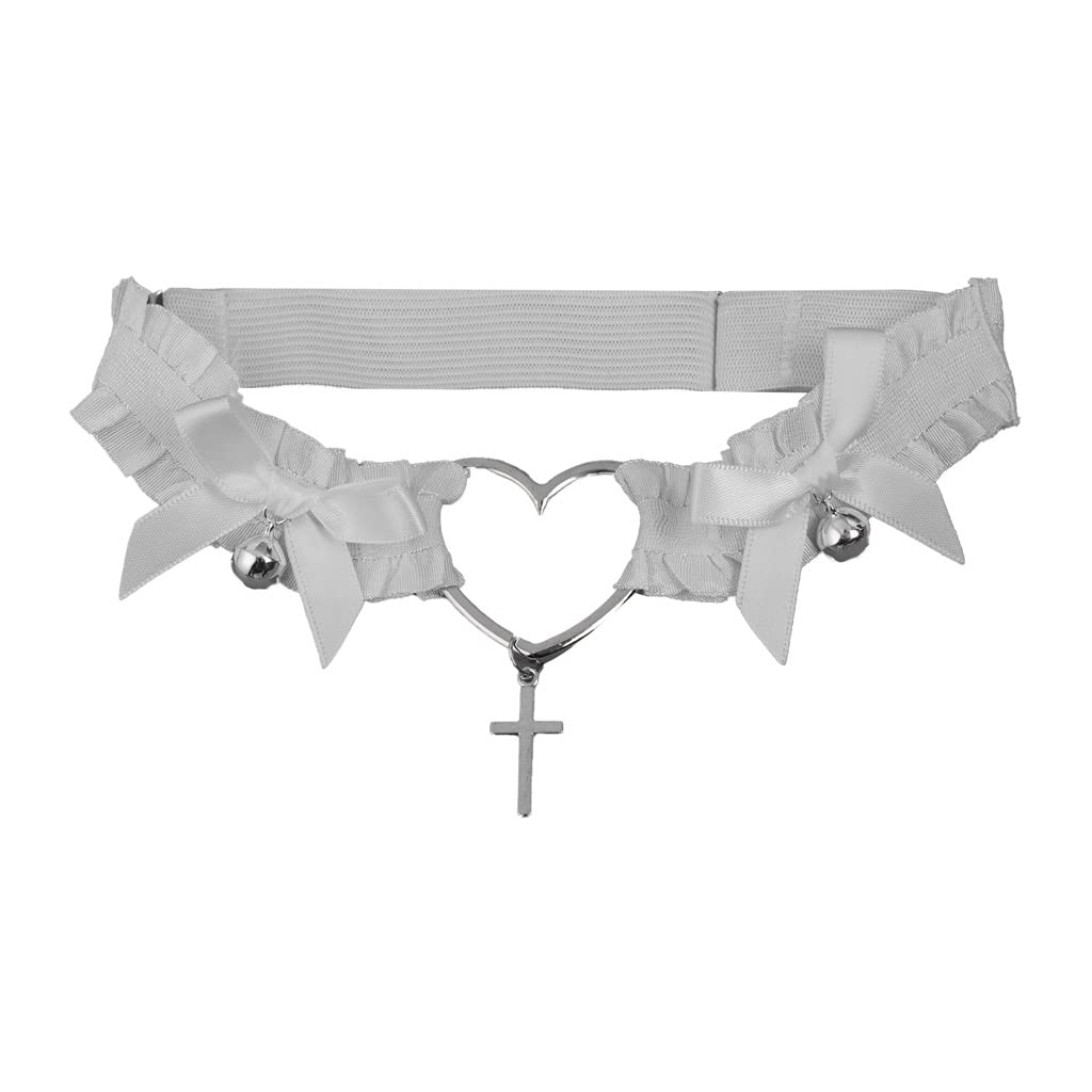 Seksowna plisowana koronkowa elastyczna elastyczna kokardka na nogawce Love Cross Bow Bell Leg Loop pas do pończoch (kolor: biały, rozmiar: 3 szt.)