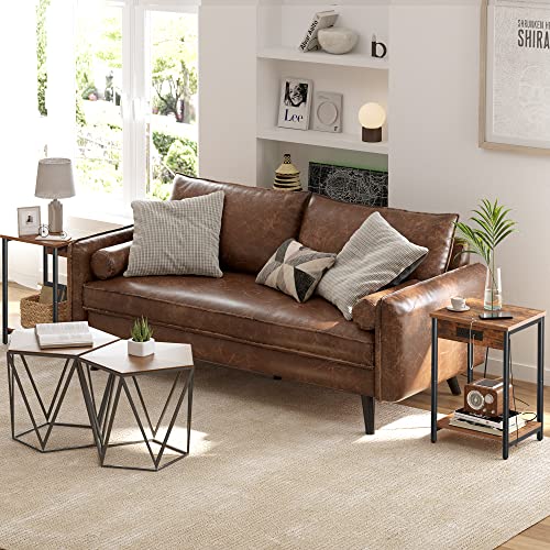 Tutotak End Table With Charging Station, Set Of 2 Side Table With 2 Usb Ports And 2 Outlets, 21.8”H 2-Tier Nightstand With Storage Shelf, Sofa Table Tb01Bb029 #TOP5