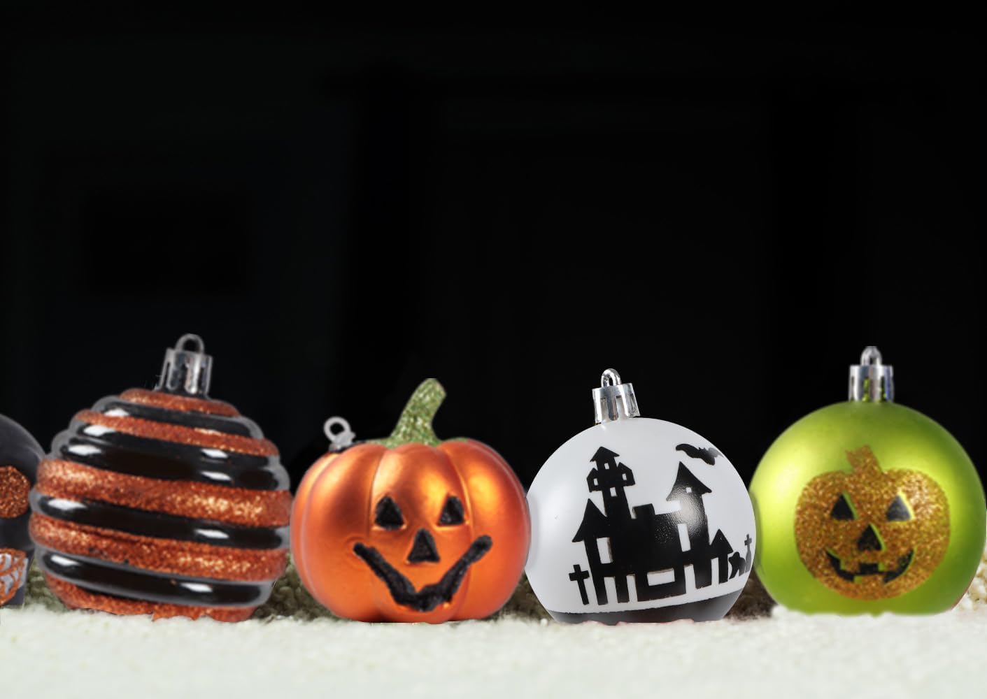 Lot De 6 Boules Décoratives Halloween Pour Sapin - Ornements à Suspendre Citrouille Souriante | En Polypropylène, 6x7 Cm - 7