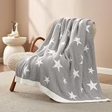 Snuggle Sac American Star Throw Blanket, Ultra Soft Cozy US Star Throw Blanket for Couch, Sofa, Bed, Living Room, Grey Star,50x60 inches