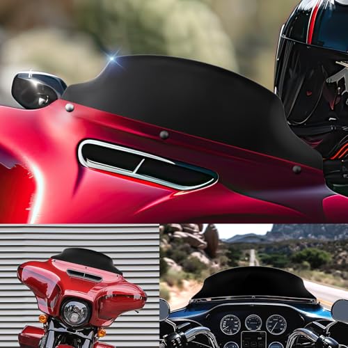Image of JMTBNO Black 4.5 inch Wave Windshield Windscreen Compatible for 2014-2024 Harley Davidson Touring Street Glide /Electra Glide /Ultra Limited /Tri Glide FLHT FLHX FLHXS FLHTK