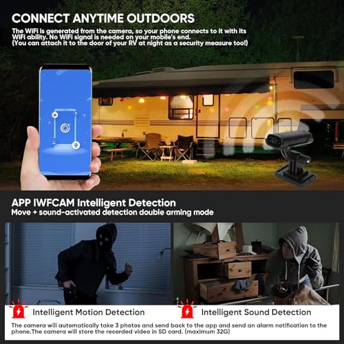 Image of RV Backup Camera with Magnet Stickers, 150 Wide Angle Reverse Hitch Camera, Night Vision for Car RV Truck Trailer Home