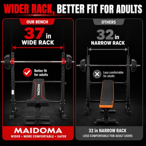 Image of MAIDOMA 1500LBS Foldable 8 IN 1 Weight Bench Set, Adjustable Flat Incline Decline Bench Press with Upgraded Wide Squat Rack and Leg Extension for Full Body Home Gym Workout (US Stock)