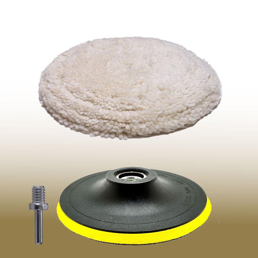 MLD 5 inch Car Automotive Pad Backing Plate Hook Loop Polishing Buffing,M14 Drill Adapter with Twist Wool Pads HJKC-9012 (5inch,M14 Plastic) Pack of -1-image-37