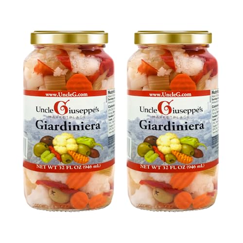 Uncle Giuseppe’s Giardiniera – 32 fl oz Jar – Italian-Style Pickled Vegetable Medley, Crisp & Zesty, All-Natural (Pack of 1)