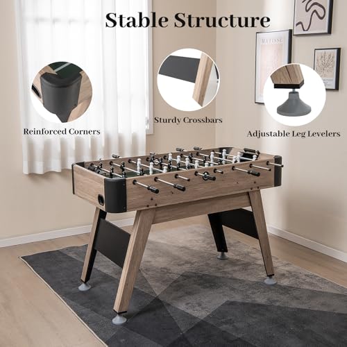 HOMASIS Tischkicker, Kickertisch inkl. 2 Bälle & 26 Kicker & 2 Punktezähler, Tischfußball aus Holz mit höhenverstellbare Füße, Fußballtisch Spieltisch für Kinder & Erwachsene 117 x 67,5 x 84,5 cm – Bild 8