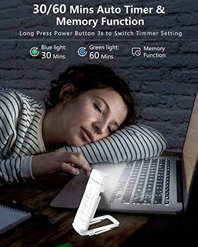 Agearsuk Book Light With Timer, Usb Rechargeable Reading Light With Memory Function, 1.4 Oz Ultralight Clip-On Bookmark Light, 3 Colors & 5 Brightness, 500 Mah Up To 80+Hrs, Perfect For Bookworms #TOP5