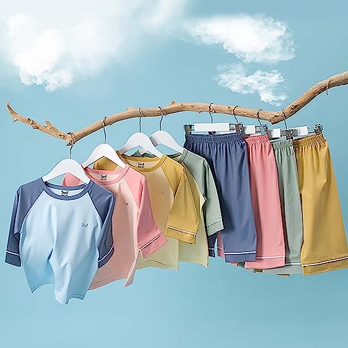 Kids Boy Girls Color Block 𝗣ajama 𝗣js Cotton Clothes Set Fall 𝐒leepwear 2PC Matching 𝗣j 𝗣ajamas Tracksuit Outfit4