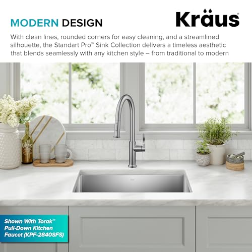 KRAUS Standart PRO 26-inch 16 Gauge Undermount Single Bowl Stainless Steel Kitchen Sink, KHU100-26 by Kraus - Used condition - Image 5