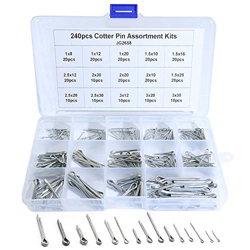 Weekly Top Sale KOOTANS 240pcs 15 Sizes Split Cotter Fastening Pins Assortment Kits M1 M1.5 M2 M2.5 M3 Hitch Pins Clip Key