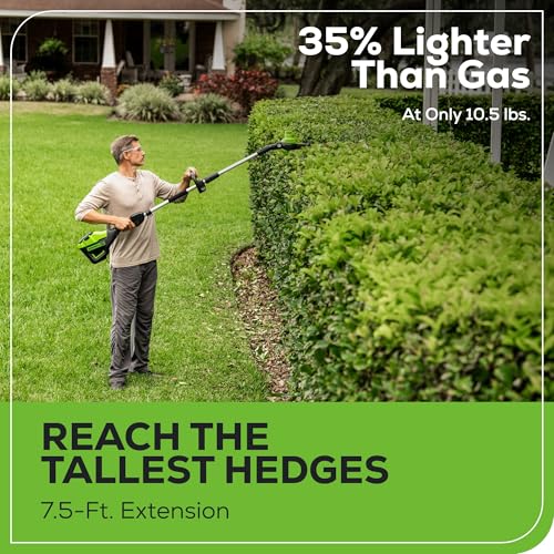 Image of Greenworks 60V 20 inch Brushless Cordless Battery Powered Pole Hedge Trimmer, 2.0Ah Battery and Charger Included