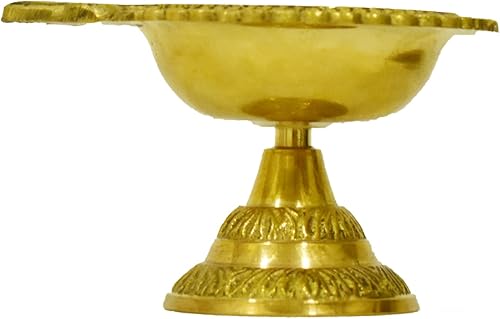 Miniatura 3 de Pooja - Decoración antigua india de latón para la entrada del hogar, templo, festival, decoración y regalo (latón diya)