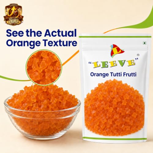 Image of Leeve Orange Tutti Frutti 800 g | Candied Fruit Bits for Cakes, Cookies, Muffins, Ice Cream, Desserts and Baking Decoration