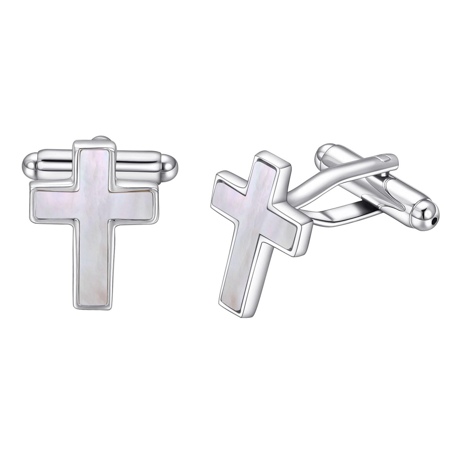 RunootPR Gold Silber Kreuz Manschettenknöpfe für Herren Öl tropft Perlmutt Zirkon Schmuck Personalisiert