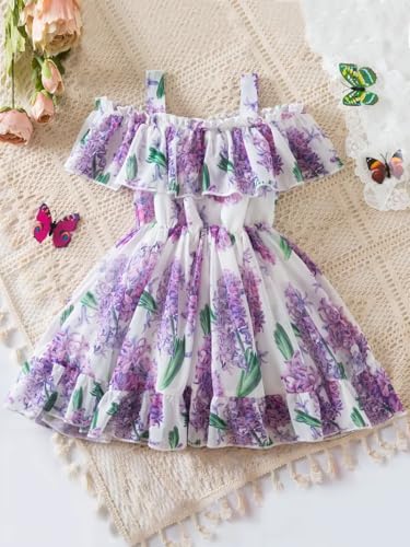Image of Buy & Try by Dharmikaay Georgette Girl's Floral Printed Frock Dress for Girls Short Frock Baby Princess Western Dresses| Stylish Fancy Kids Clothing for Festival, Fashion