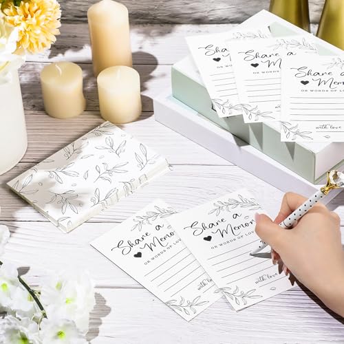 Image of Pajean 50 Pcs Greenery Share a Memory Card for Celebration of Life Cards Box with Clear Windows Memory Box for Funeral Wedding Birthday Graduation Bridal Shower Guest Card Ideas(Clear,White)