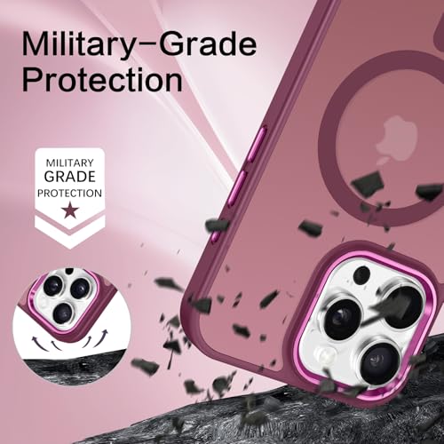 Image of BENTOBEN for iPhone 16 Pro Case [Compatible with Magsafe] Magnetic Matte Phone Case iPhone 16 Pro Translucent Slim Shockproof Women Men Protective Cover Cases for iPhone 16 Pro 6.3 inch, Cherries Red
