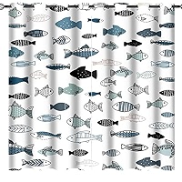 INSFBRB Boho Nautical Fish Blackout Curtains - Thermal Insulated Room Darkening Window Treatments 42x45in