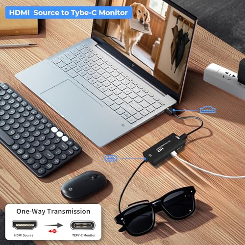 Guermok Adaptador HDMI a USB-C para gafas AR, convertidor XR 4K@60Hz con carga y puerto DC 5V – Compatible con XREAL One/Air 2 Pro, RayNeo, Rokid, Switch2/1, Xbox1, PS4/5, monitores portátiles (Negro) - imagen 2