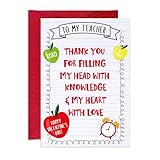 PETCEE Teacher Valentine's Day Card - Thank You Greeting Card & Gift from Student for Teachers 4x6 Inch to My Teacher Appreciation Card Happy Valentines Gift with Envelope