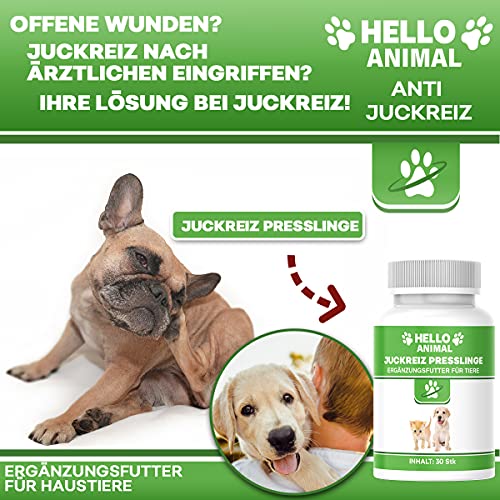 NEU: HelloAnimal® JUCKREIZ Presslinge für Hunde & Katzen, SOFORTHILFE bei Hautreizungen, pflegt Haut und Fell bei Läuse, Flöhe, Milben