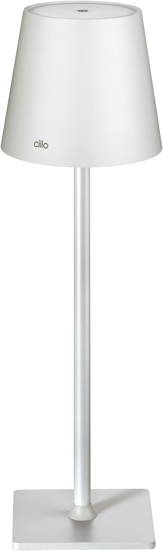 Cilio Sole LED Table Lamp with Touch Sensor, Dimmable with Memory Function, Up to 13 Hours of Lighting Time, for Indoor and Outdoor Use, Metal/Plastic, 13.75" H, 4.25" Diameter, White