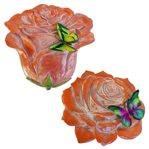 Vobewuza Garden Stepping Stones Outdoor Walkway – Resin Rose Flower