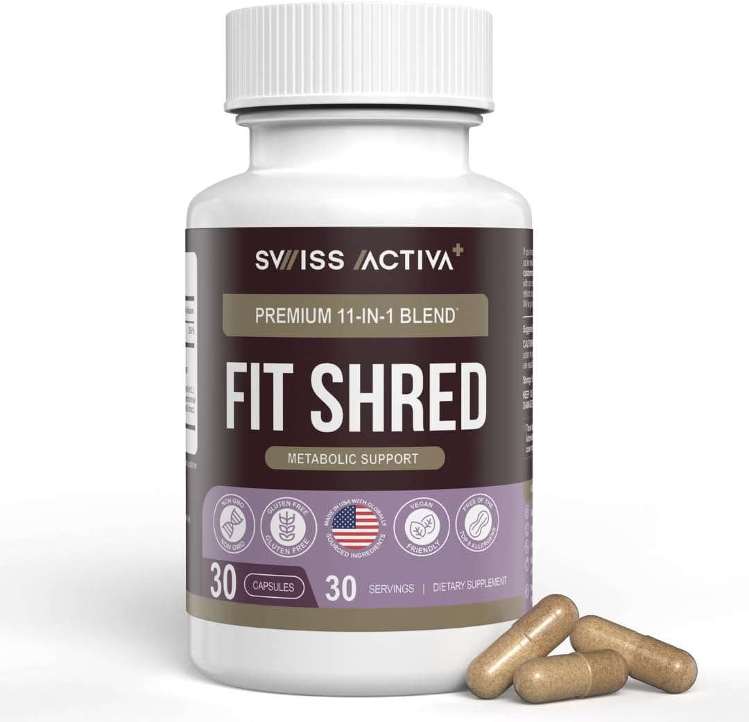 Swiss Activa+ Labs Fit Shred | 11-in-1 Weight Management Herbal Supplement for Energy, Digestive Support & Daily Wellness | Metabolism Booster | Non-GMO, Veg, Natural Ingredients | 30-Day Supply