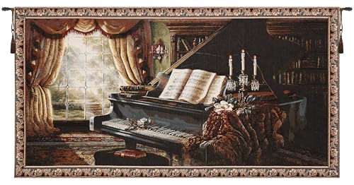 Candlelight Piano Decorative Tapestry Wall Hanging 27 x 51 in