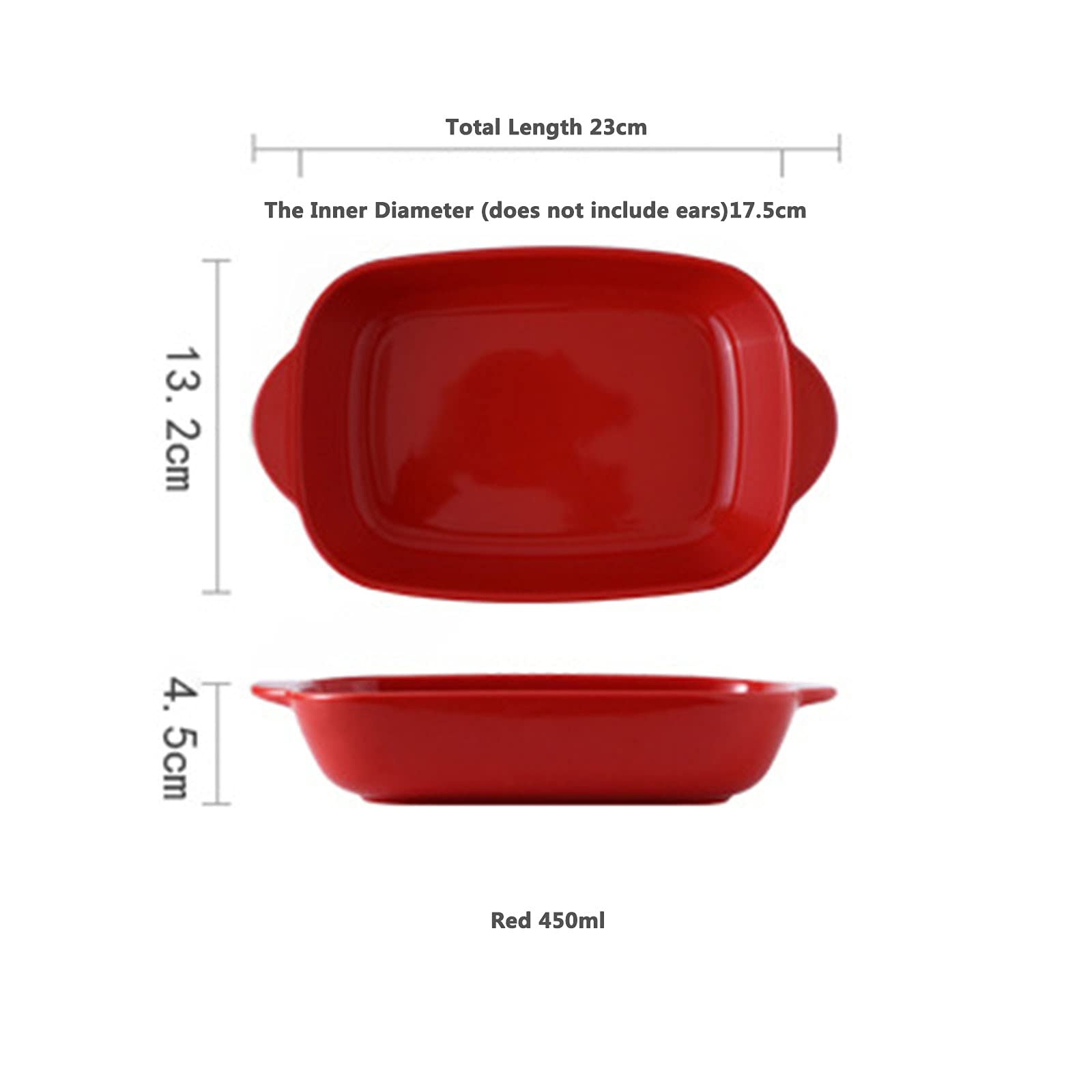SHHMA Cookware Baking Dish with Double Handle for Casseroles Lasagna,9 inch Multi Baker for Oven and Stove,Easy to Store,Red