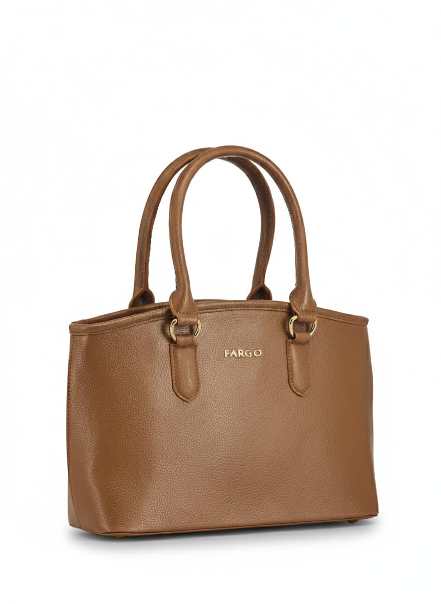 Fargo Valiant Tan Handbag for Women | Premium Vegan Leather with RFID Pockets, YKK Zip Closure, Stylish Everyday Office & Casual Bag | Functional, Elegant & Made in India