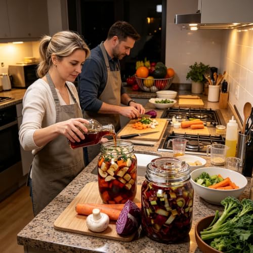Pesos de fermentación para chucrut y pepinillos en cocina casera 3