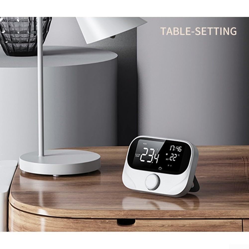 Termostato WiFi para caldera, controlador programable Tuya | Control remoto vía app, programación semanal, perilla giratoria, pantalla clima/humedad, compatible Tuya.(WiTH3)