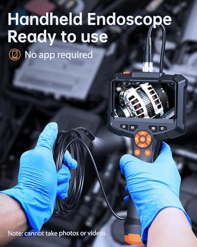 Image of Industrial Endoscope Camera, 4.3'' IPS Screen Borescope Inspection Camera with 8 LED Lights, 1080P HD Digital Snake Camera, Handheld IP67 Waterproof Drain Sewer Camera, 16.5ft Semi-Rigid Cable