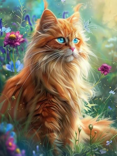Pintura por números gato para decorar el salón con cuadros DIY de flores y acrílicos