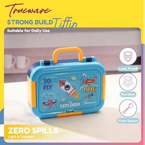 Image of Trueware Galaxy 2 304 Stainless Steel PU Insulated Lunch Box with Two Compartment BPA Free, Food Grade Ideal for School, Picnic, Office & Outdoor - 530ml