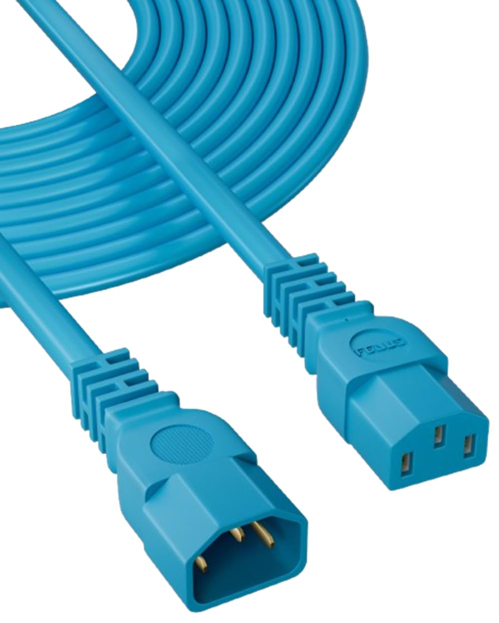 fedus iec c13 to c14 link power cable 5 meter 250v male to female power extension cord cable,18awg 10a for computer, printer, smps, monitor, server, display heavy gauge power extension cable blue