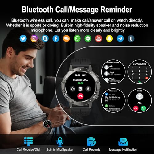 Smart Watch for Men Fitness Tracker: Military Waterproof Make Answer Call Digital Mens Watches Running Smartwatch Android Phone iPhone Samsung Compatible Sleep SpO2 Heart Rate Monitor Step Pedometer - Image 3