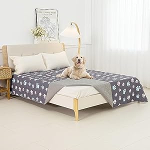   Dog-Bed-Cover-for-Pets-Blankets-Rug-Pads-for-Couch-Protection-Waterproof-Bed-Covers-Dog-Blanket-Furniture-Protector-Reusable-Changing-Pad-Dark-GreyColorful-Paw-82x102