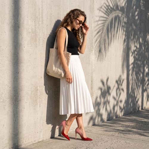 Image of Eldof Women's Classic Dress Pumps Shoes, Sexy Pointed Toe 4 inch Stiletto High Heels, Office Formal Slip On Size 5-13