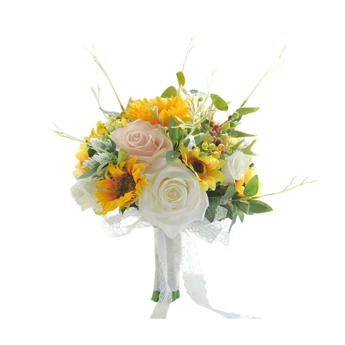 Bouquet de mariée en fleurs de soie tournesol chic et créatif