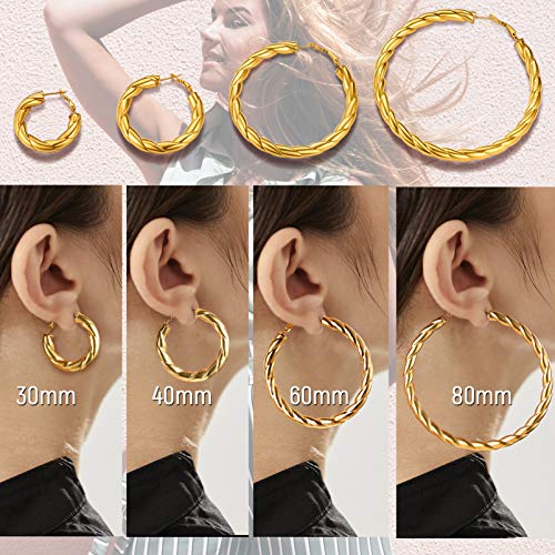 Orecchini a Cerchio Donna 30mm, in Acciaio Inox