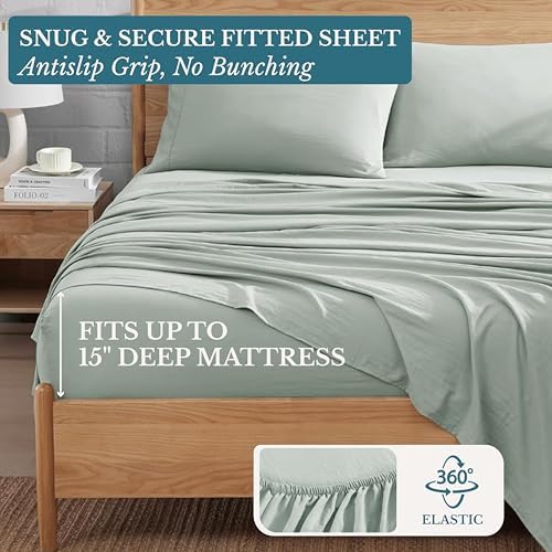 Casa Platino Full Bed Sheets 4 Pc Breathable Microfibre - Mineral - 2