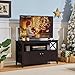 Yaheetech Wooden TV Stand for TVs Up to 48 inch, Media Entertainment Center Table, TV Cabinet Table with Storage Open Shelf & 2 Doors for Living Room, Espresso