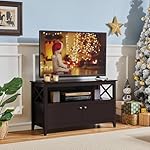Yaheetech Wooden TV Stand for TVs Up to 48 inch, Media Entertainment Center Table, TV Cabinet Table with Storage Open Shelf & 2 Doors for Living Room, Espresso - Image 3