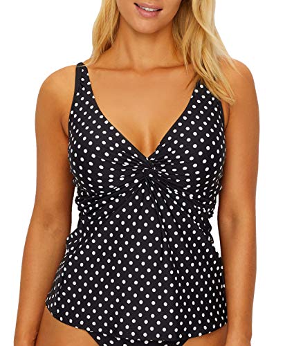 Sunsets Printed Forever Underwire Tankini Top 36E/34F/32G, Black/White Dot