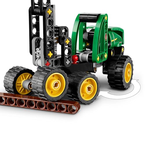 Image of LEGO Technic John Deere 1470H Wheeled Harvester - Working Claw and Log - Model Building Toy - 42218
